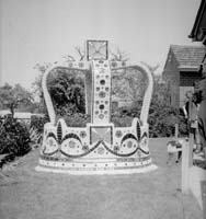 Queen's visit - crown in garden_March 1954